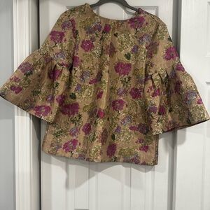 Floral Brocade Bell Sleeve Top